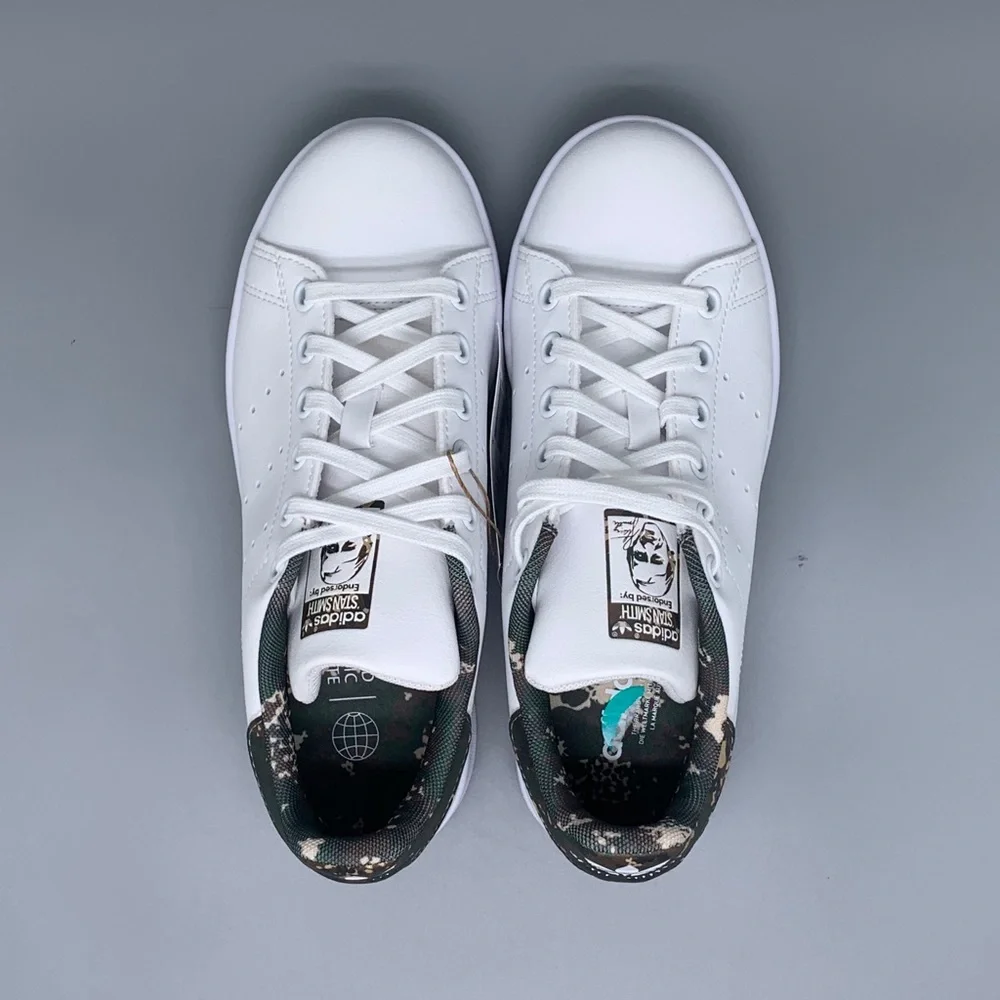 Adidas Stan Smith J ID7219 White Camo Shoes Youth Sz 4‎ EU 36